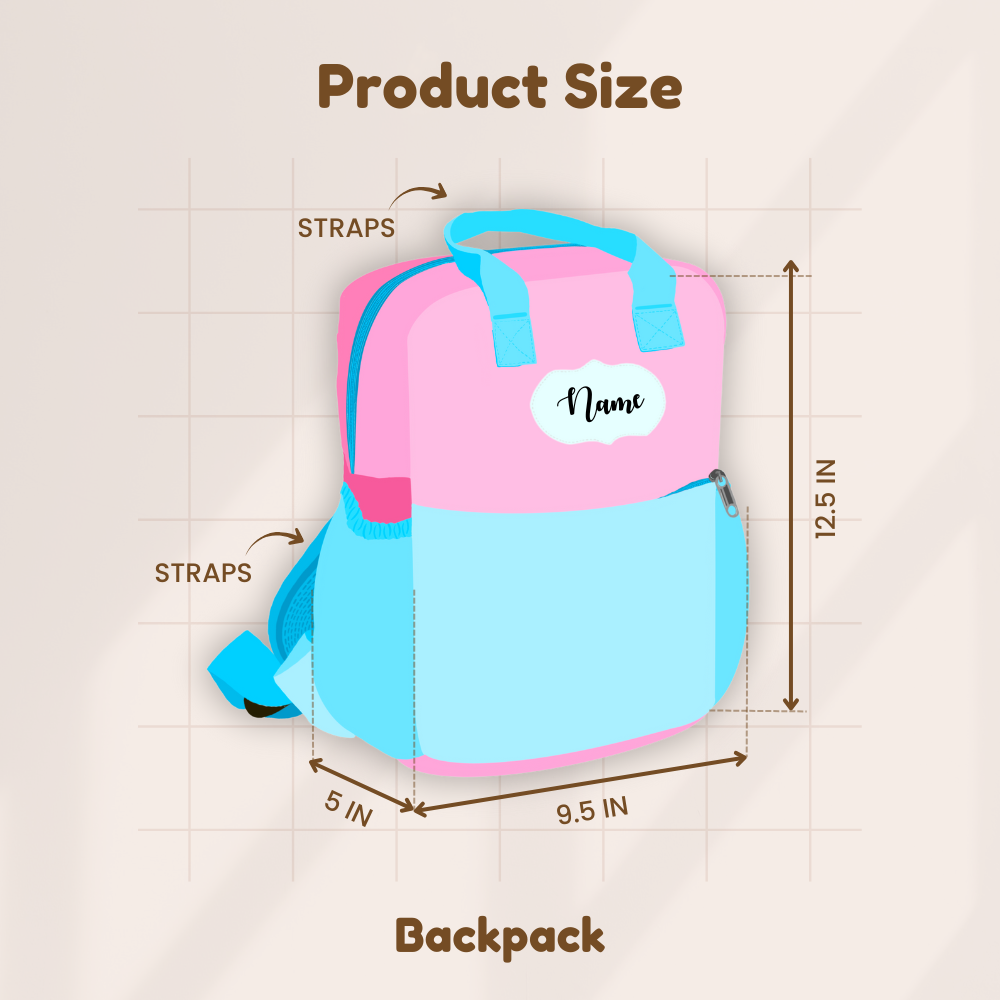 Pink and blue backpack