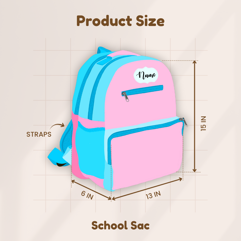 Pink and blue backpack