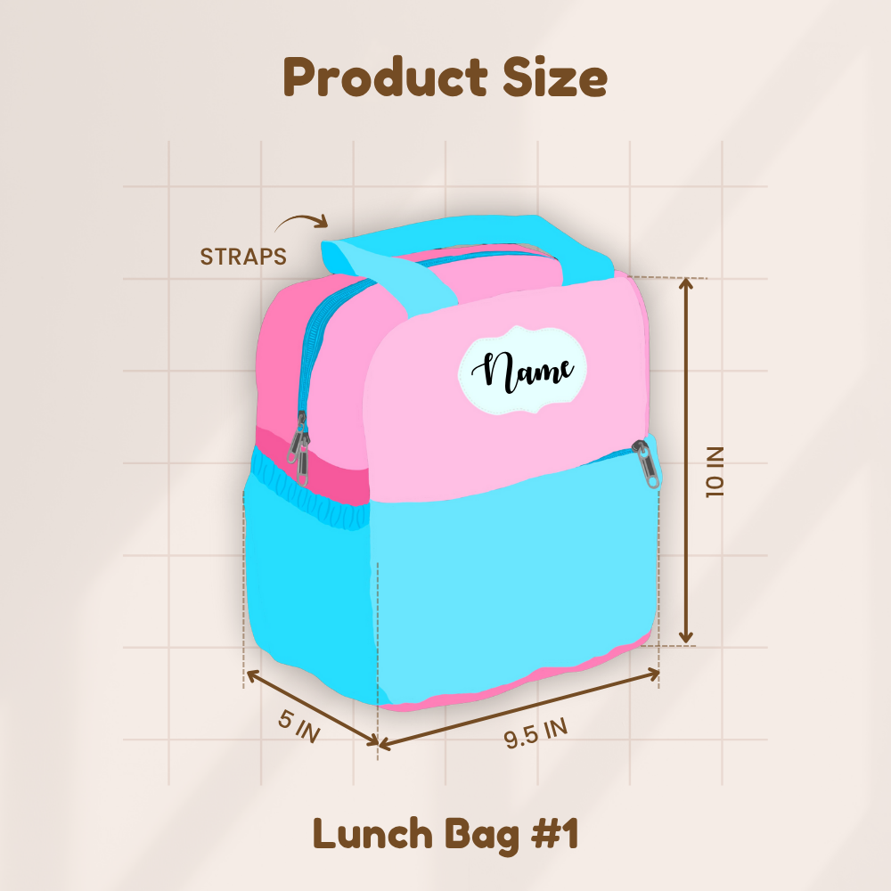 Pink and blue lunch bag