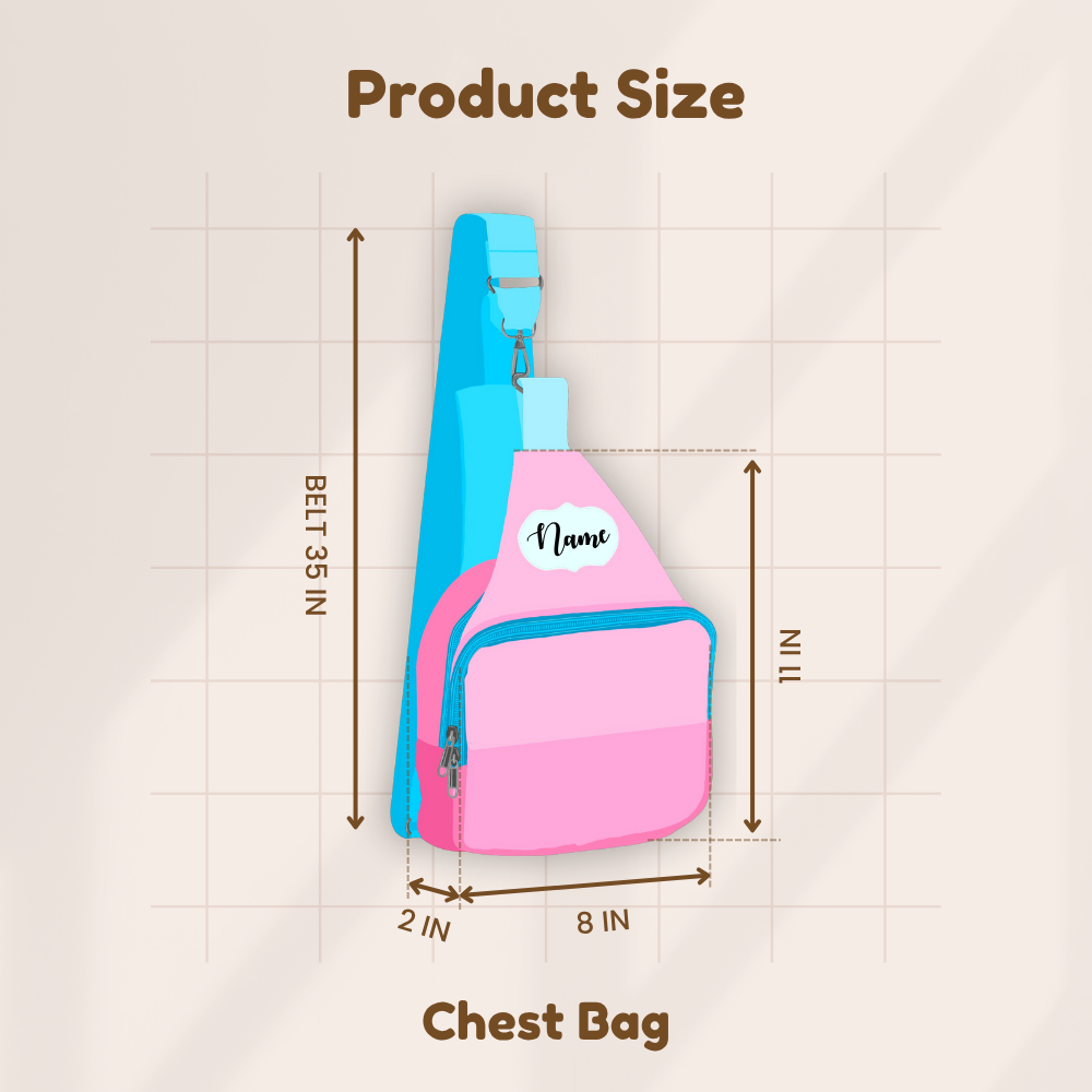 Pink and blue chest bag