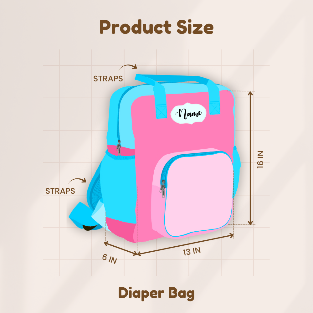 Pink and blue diaper bag