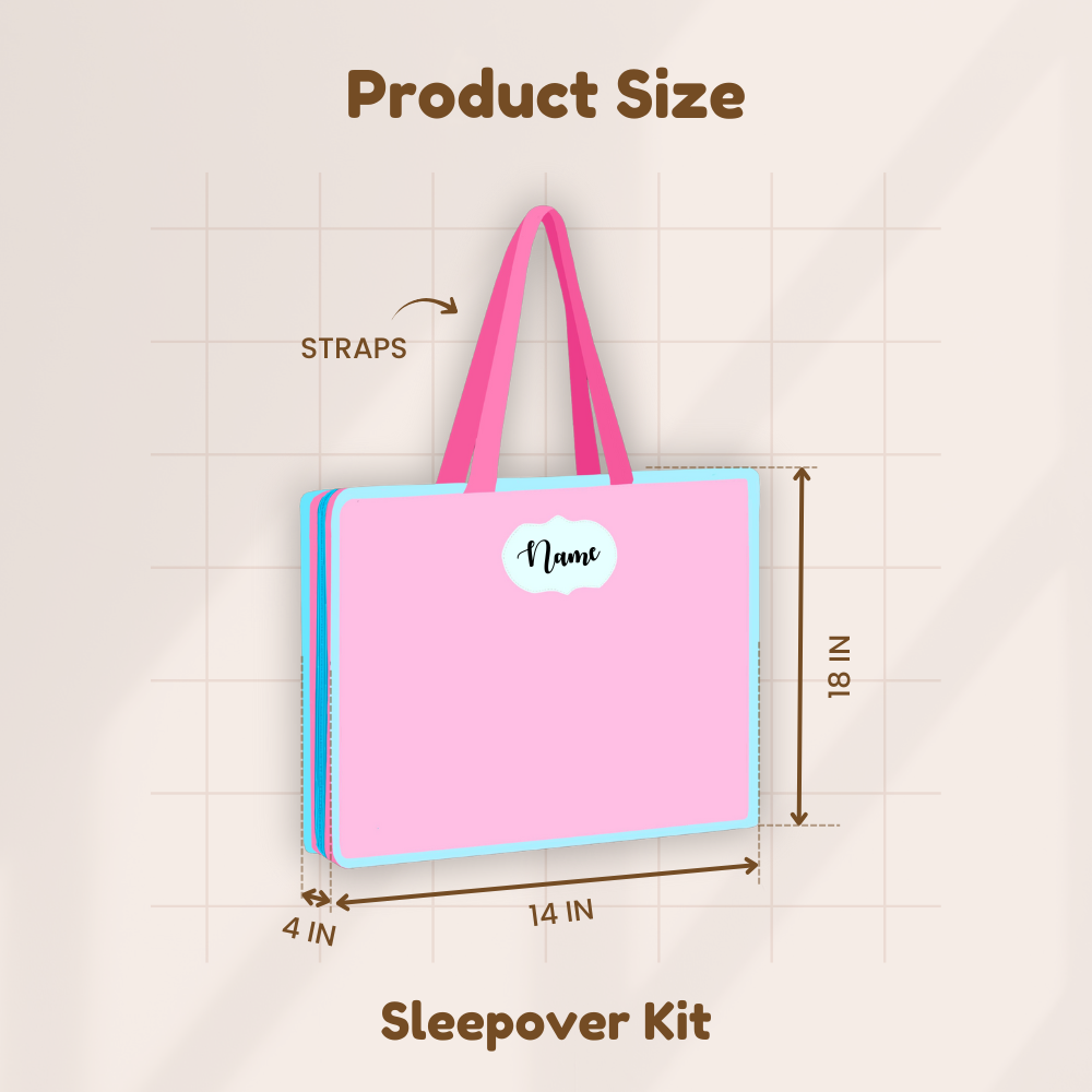 Pink sleepover kit with straps