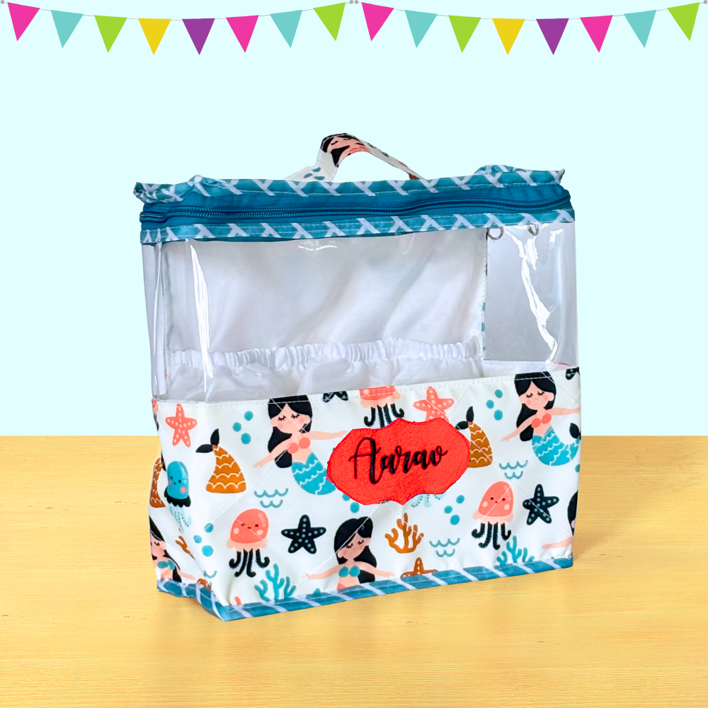 Clear pouch with mermaid design