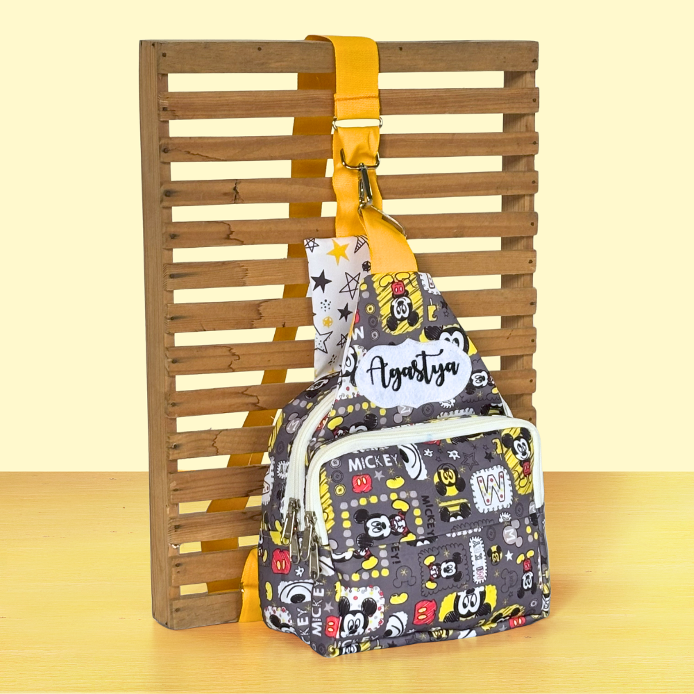 Sling bag with cartoon pattern