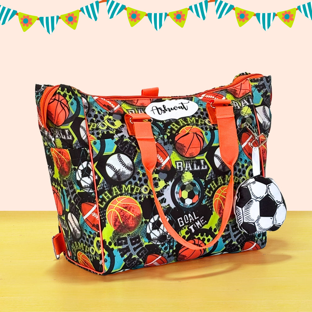 Colorful bag with sports ball