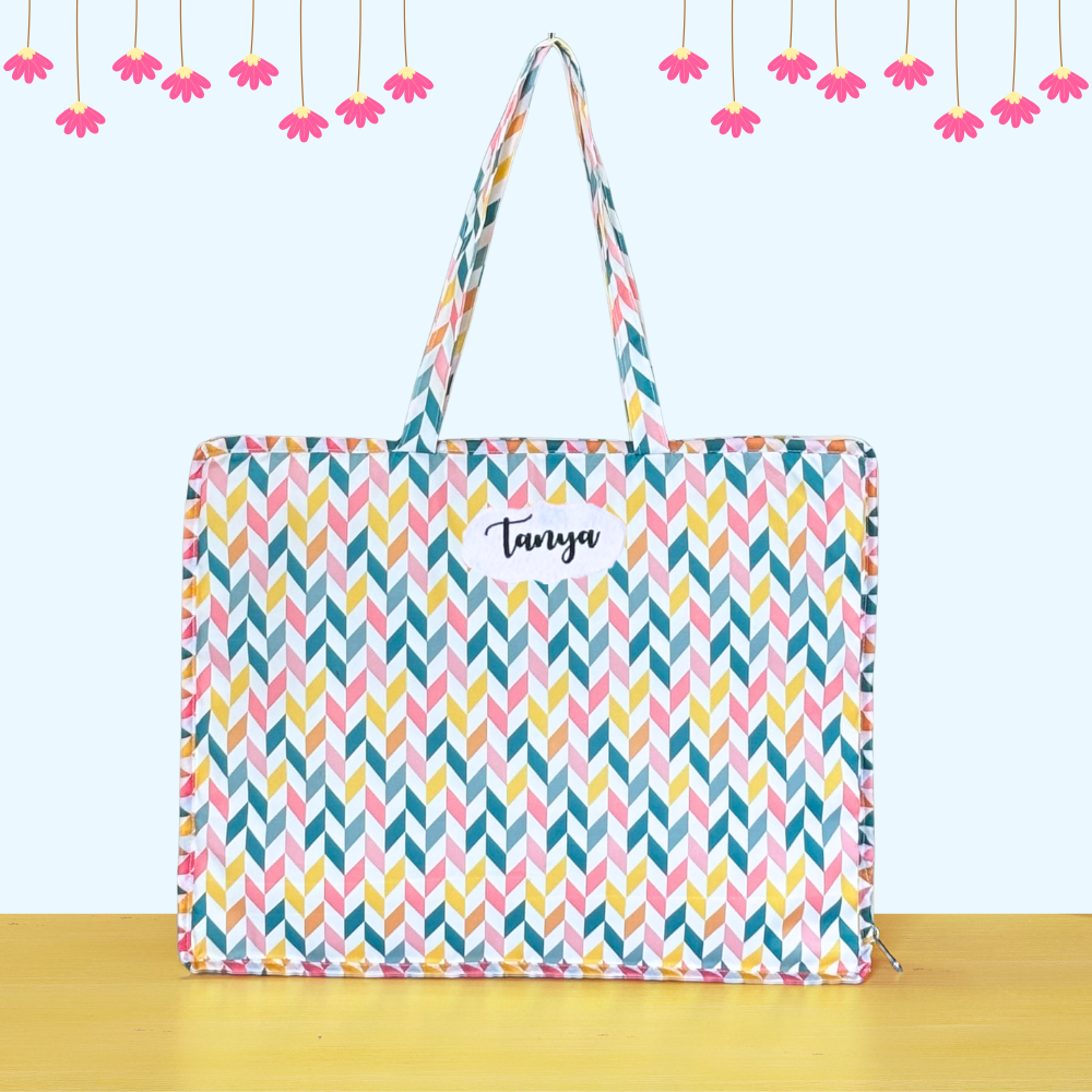 Colorful patterned tote bag