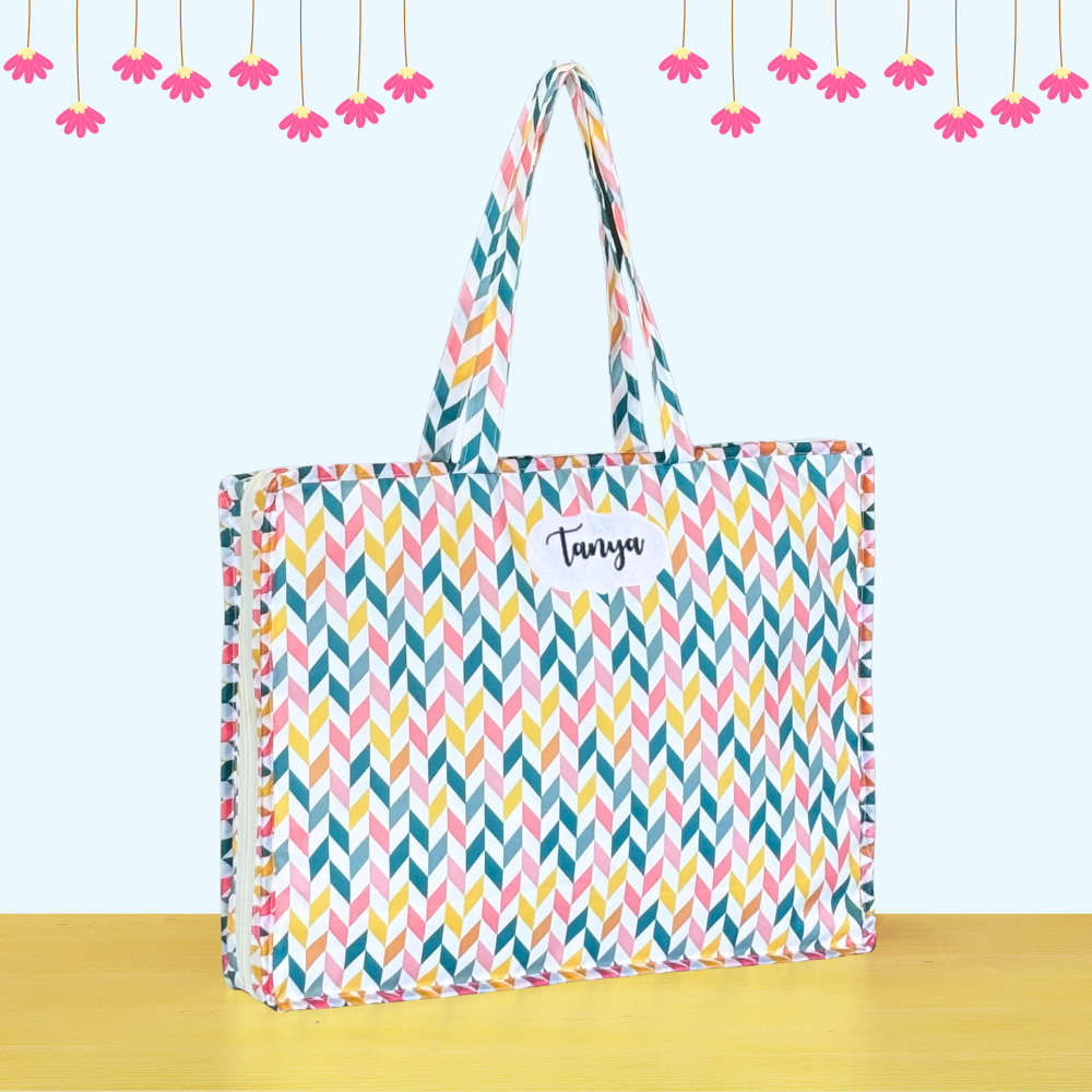 Colorful patterned tote bag
