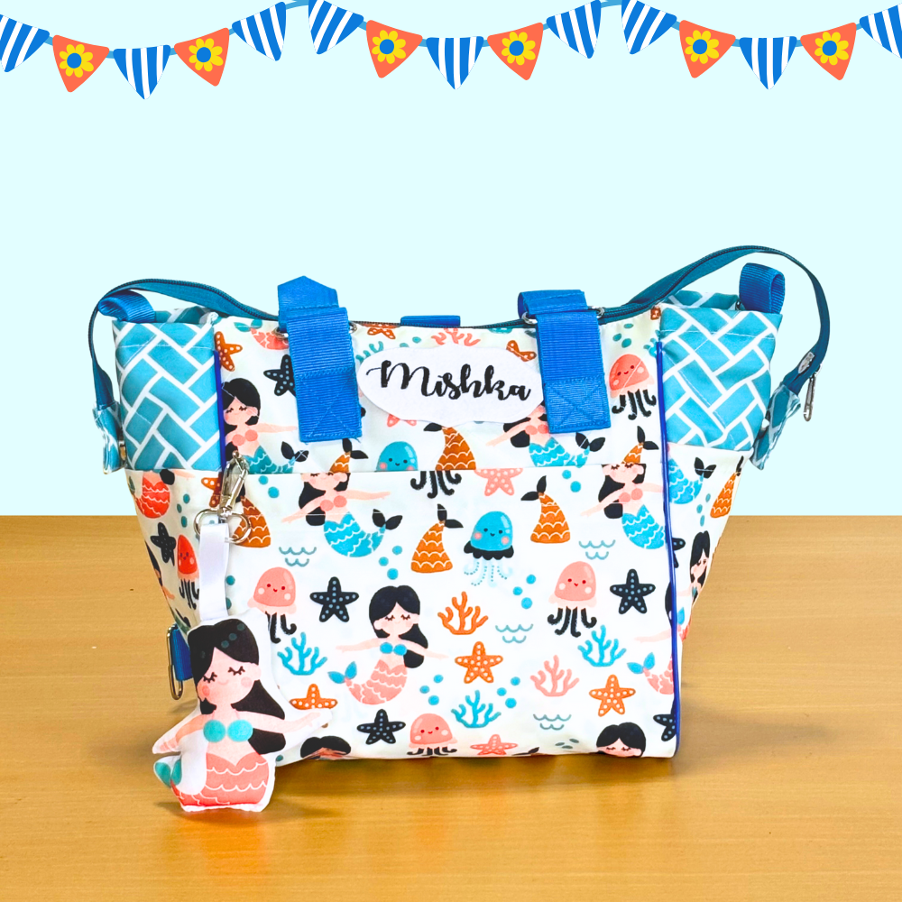 Colorful bag with mermaid pattern