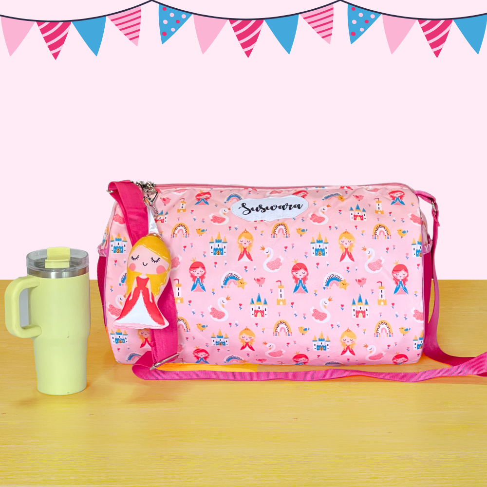 Pink bag with cartoon character