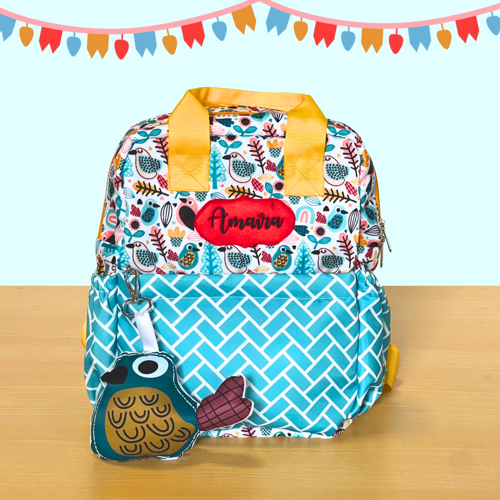 Colorful backpack with a patterned