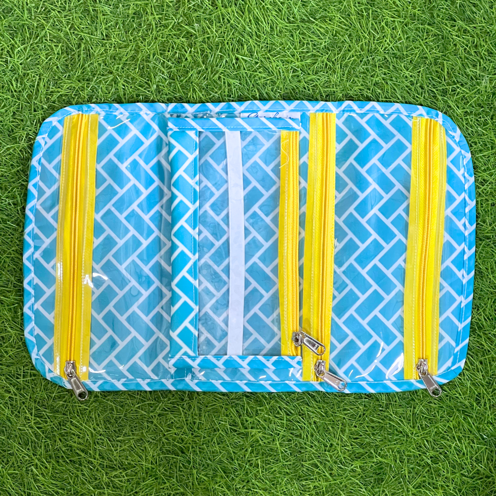 Blue patterned pouch