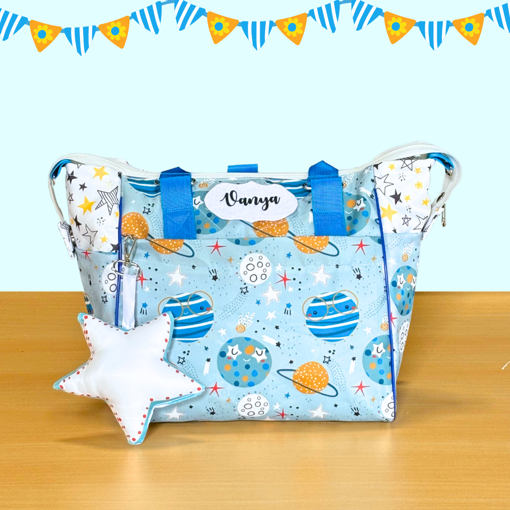 Colorful bag with space-themed