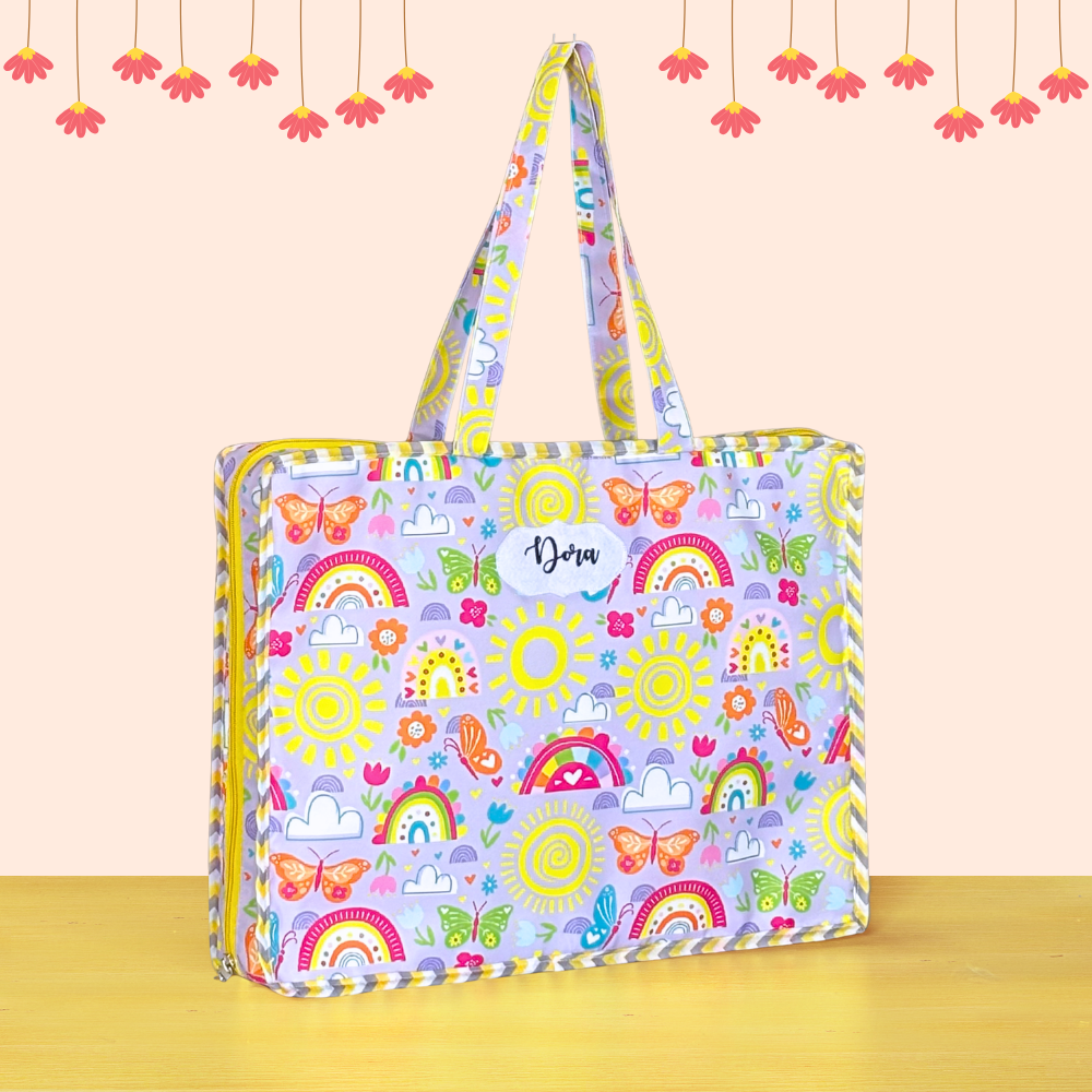 Colorful tote bag with patterns