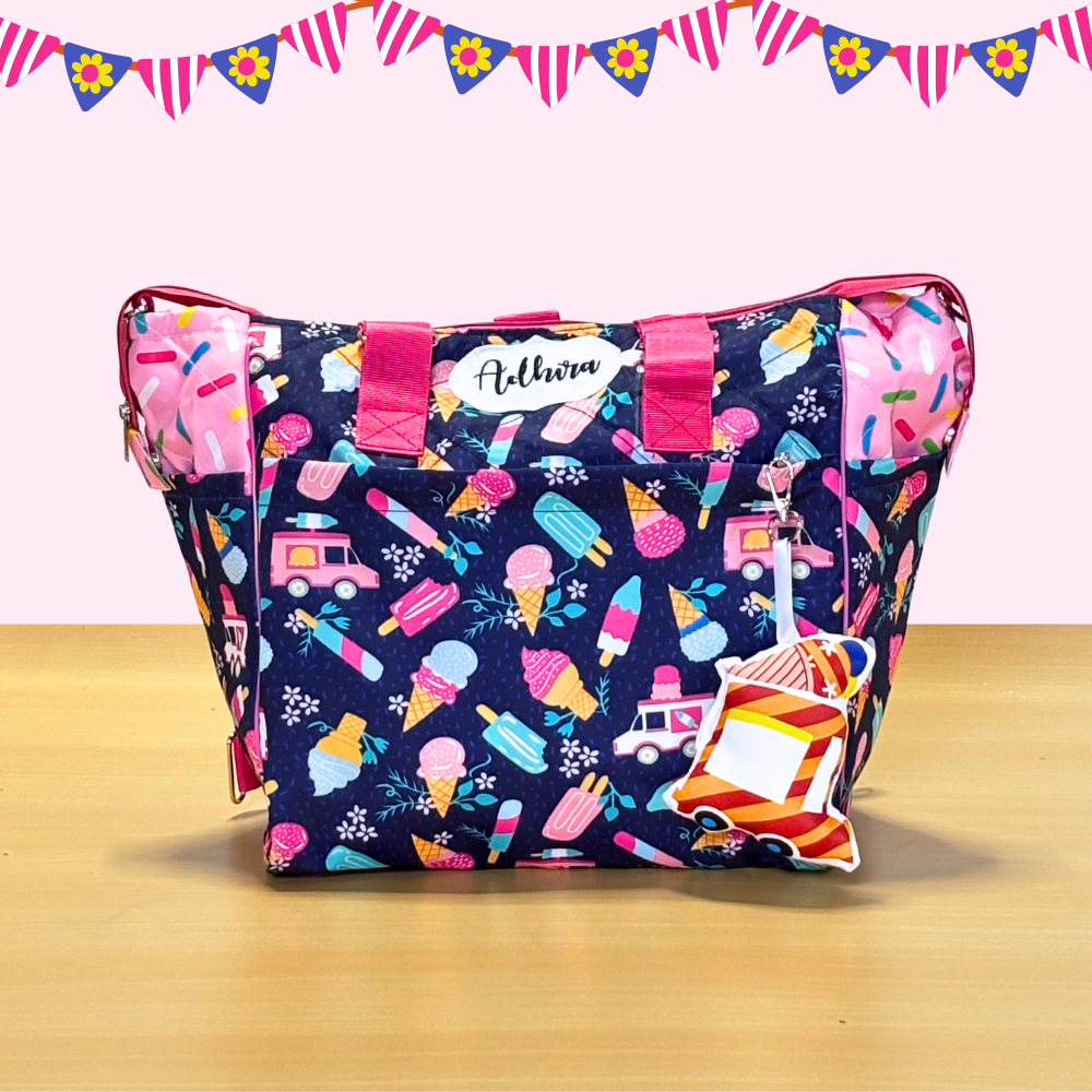 Colorful bag with ice cream