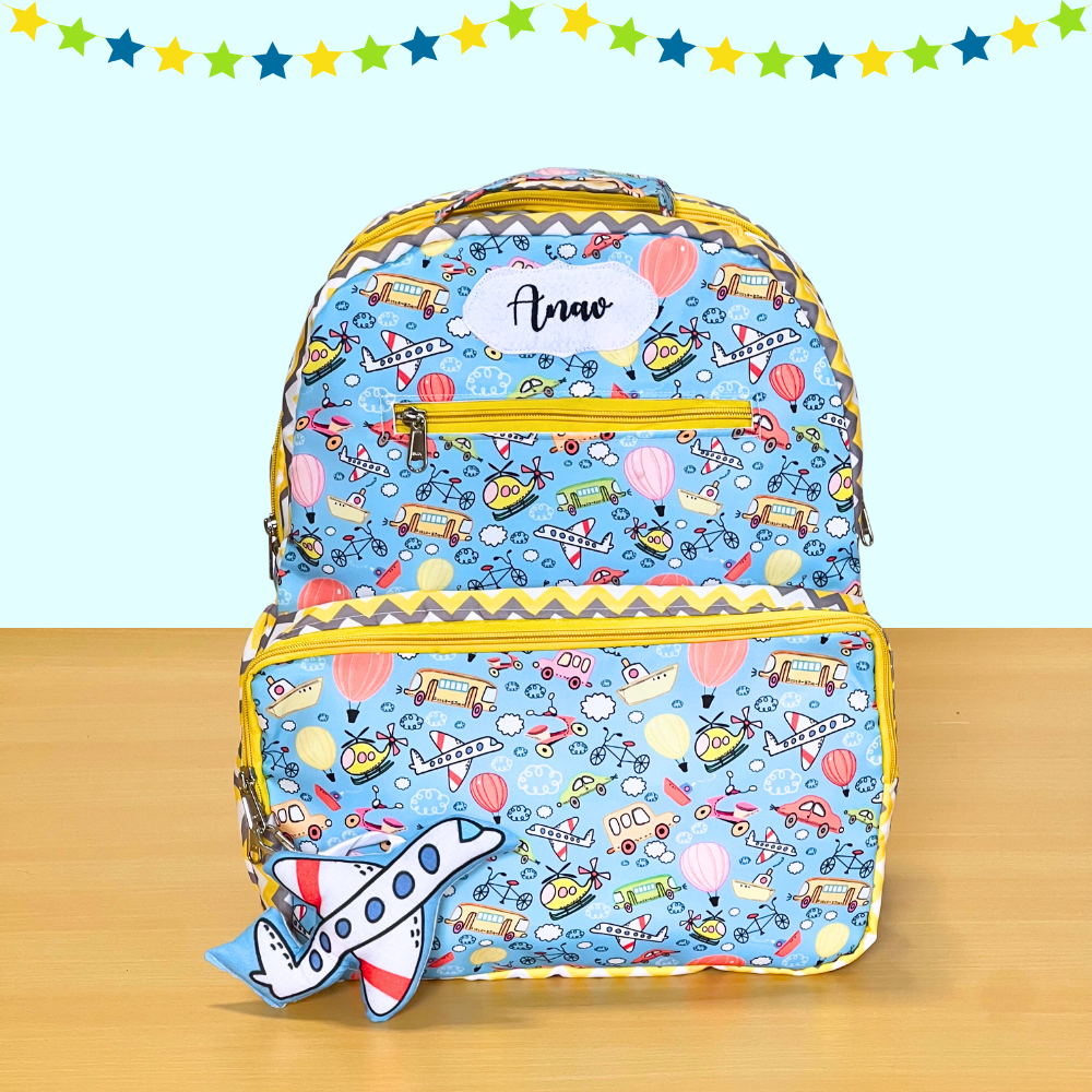 Children's backpack with airplane