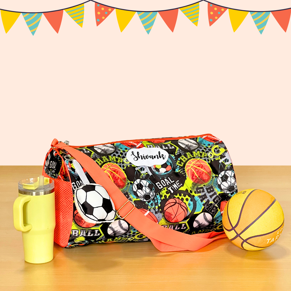 Sports-themed duffel bag