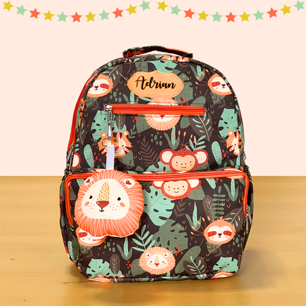 Backpack with animal pattern