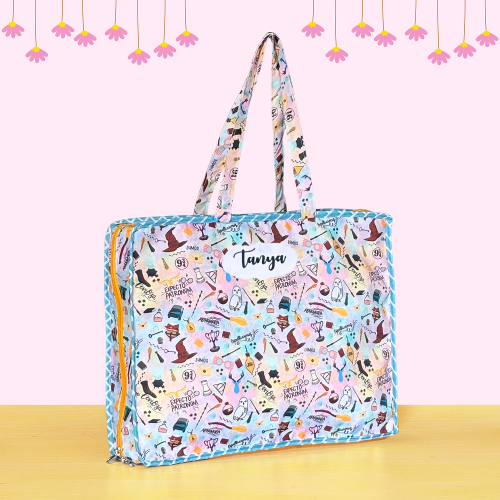 Tote bag with colorful pattern