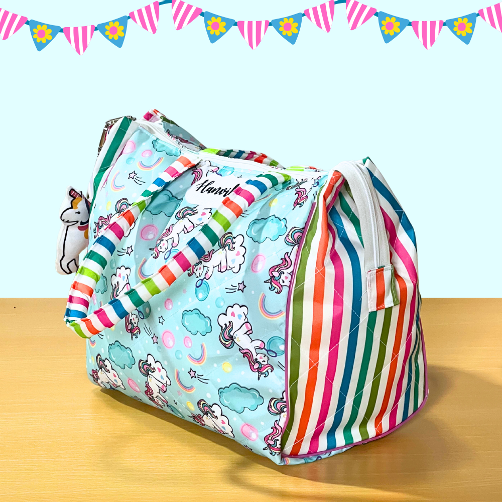Colorful bag with unicorn design