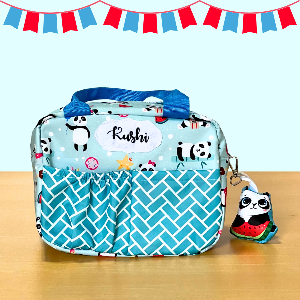 Fabric bag with panda design