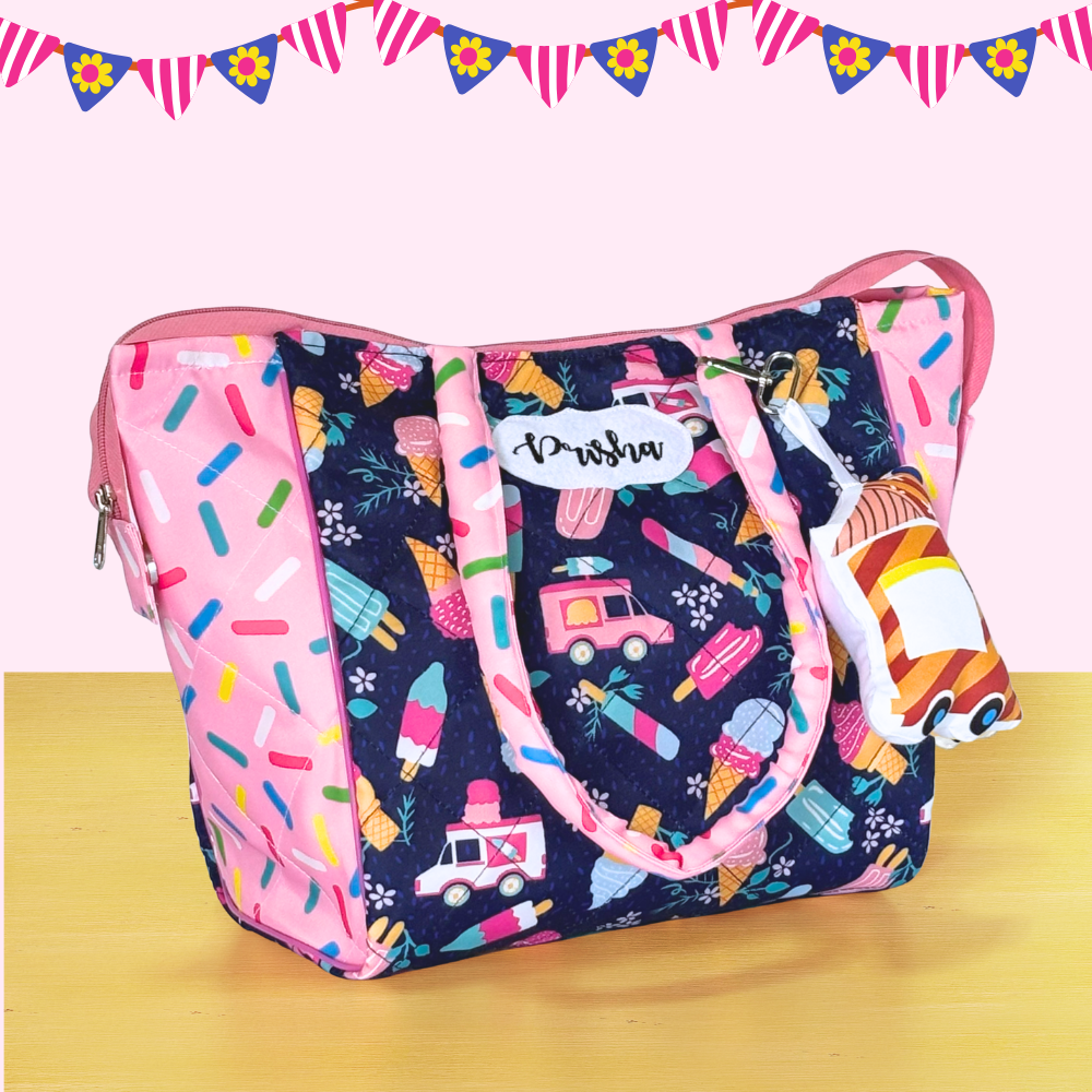 Colorful bag with ice cream pattern
