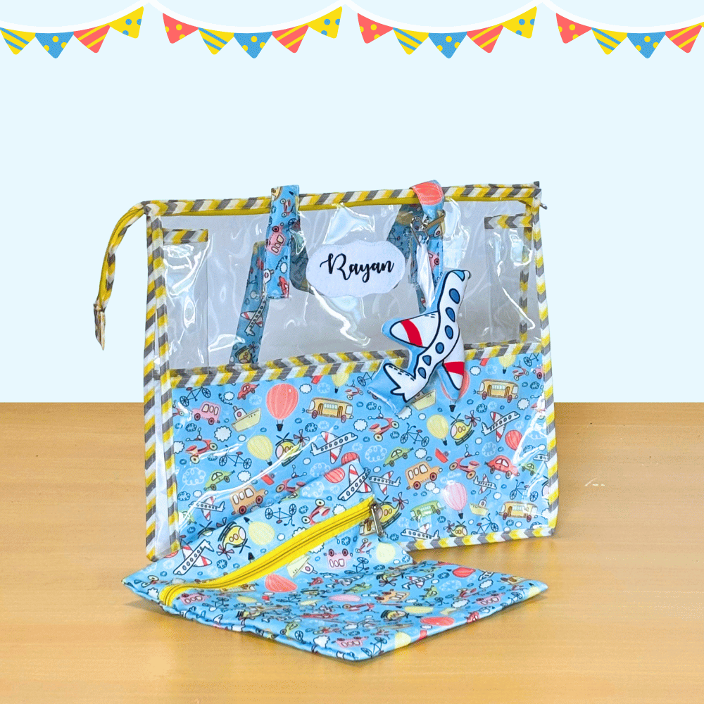 Clear pouch with cartoon