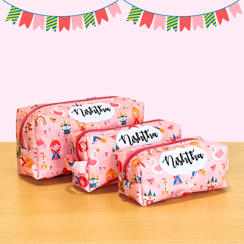 Set of pink cosmetic bags