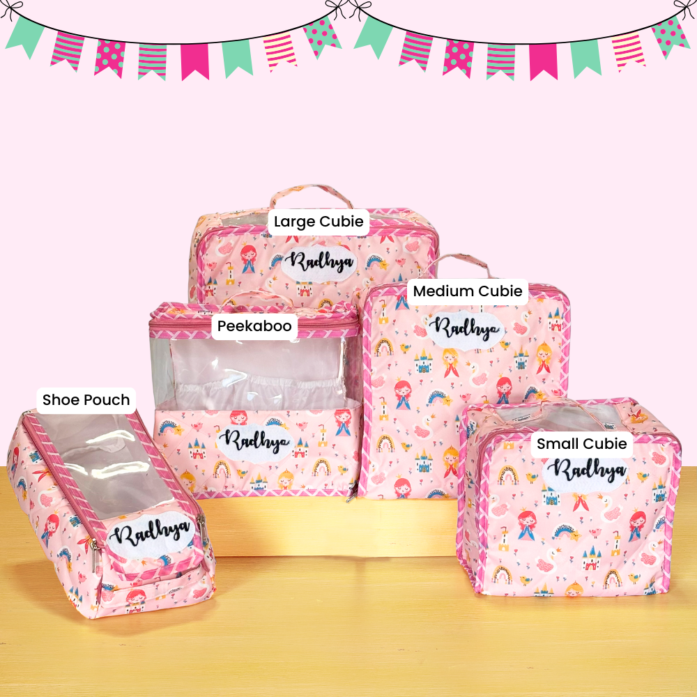 Set of pink children's storage