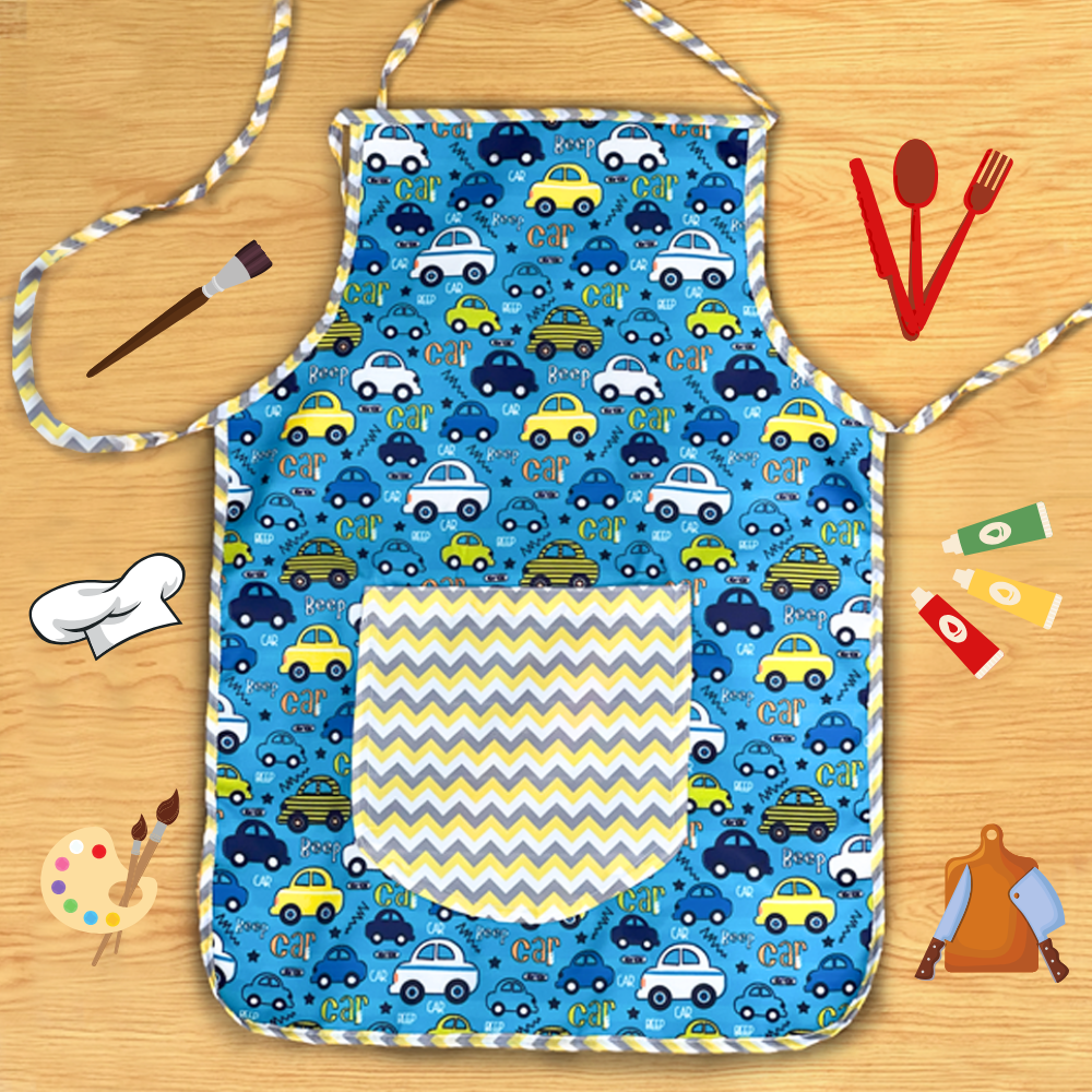 Children's apron with car pattern