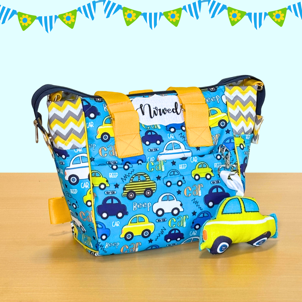 Colorful bag with car pattern
