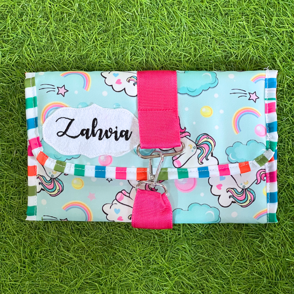 Colorful pouch with unicorn design