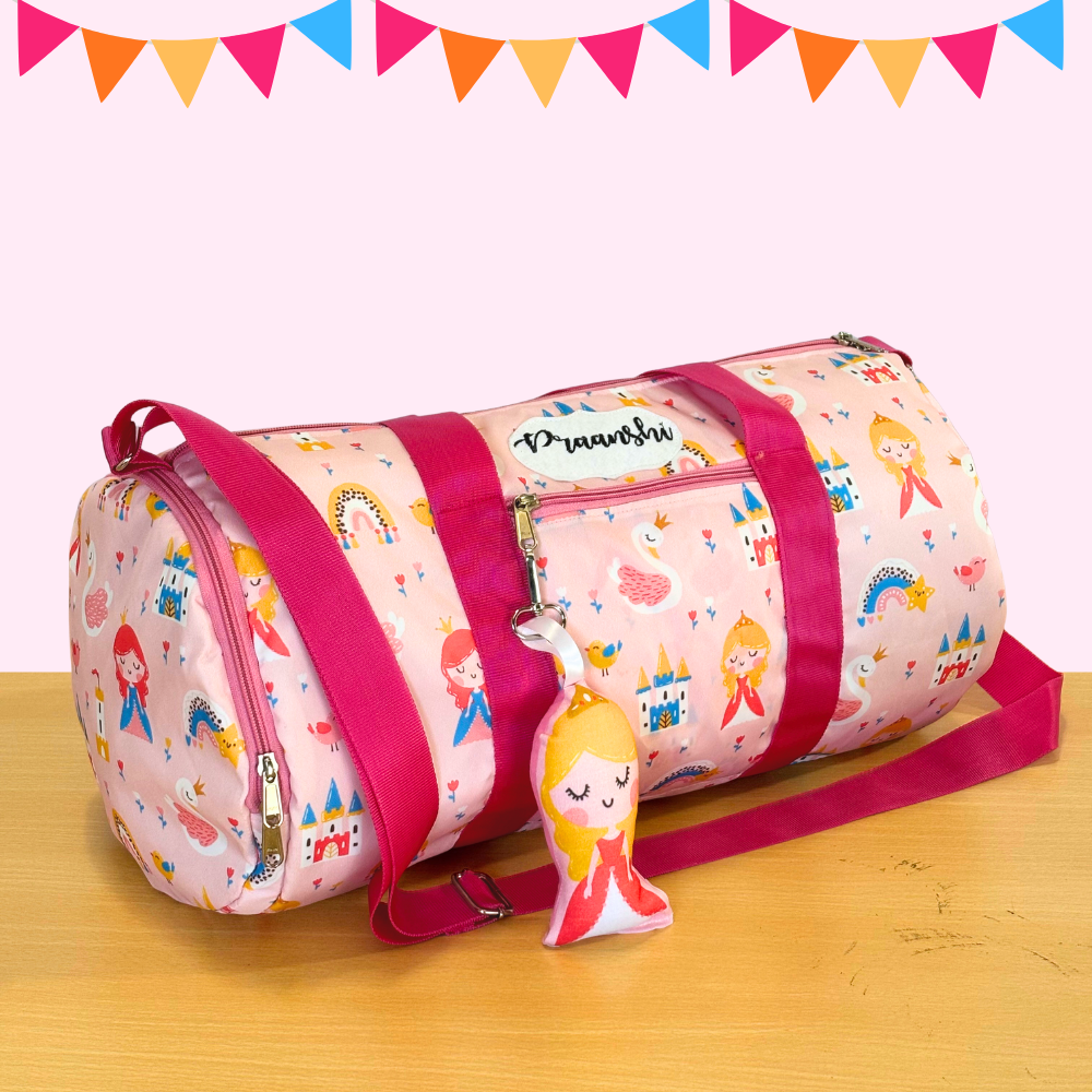 Pink duffel bag