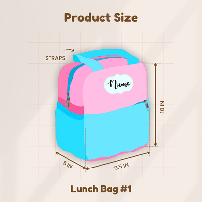 Pink and blue lunch bag