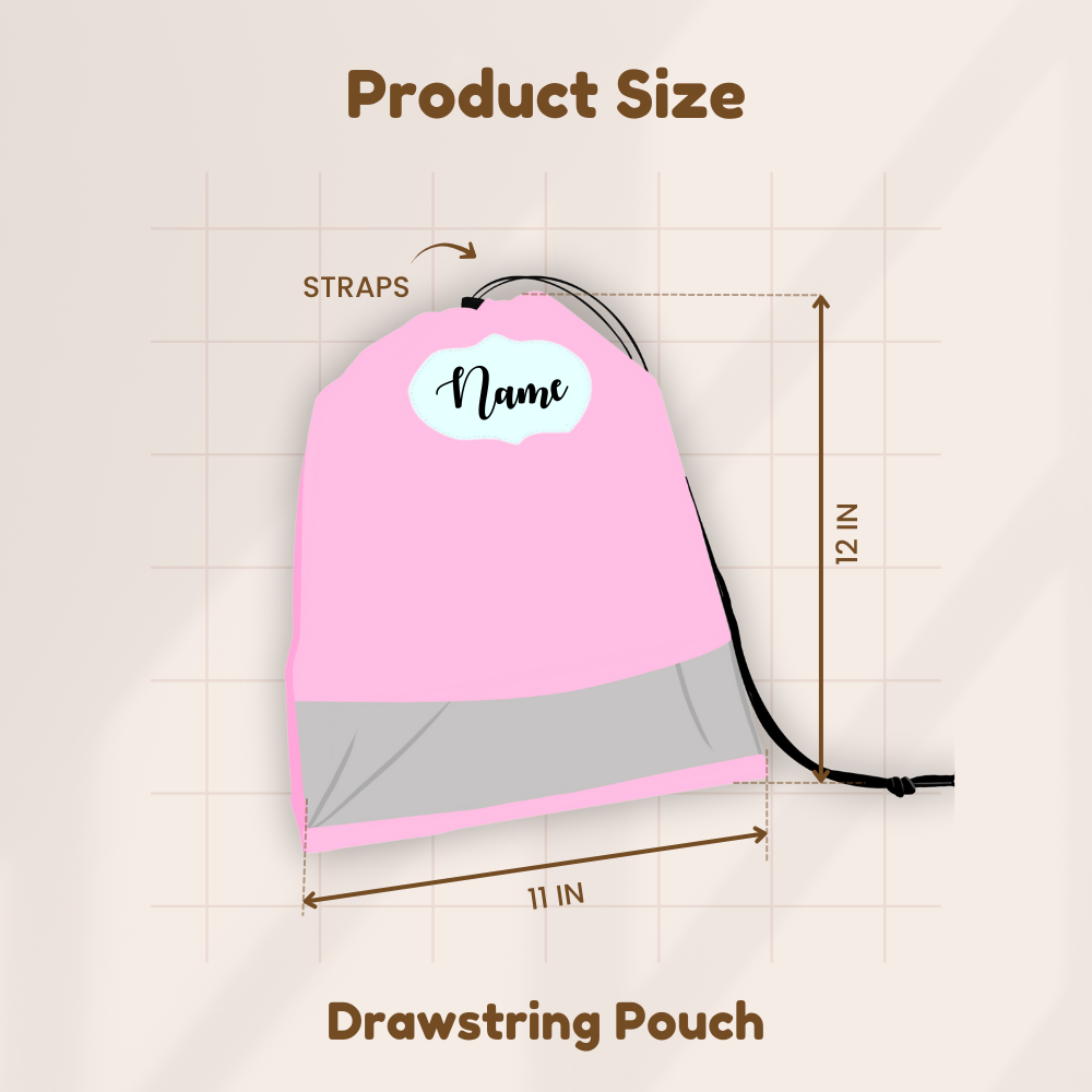 Drawstring pouch with pink