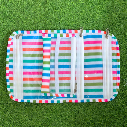 Colorful striped pouch with zippers 