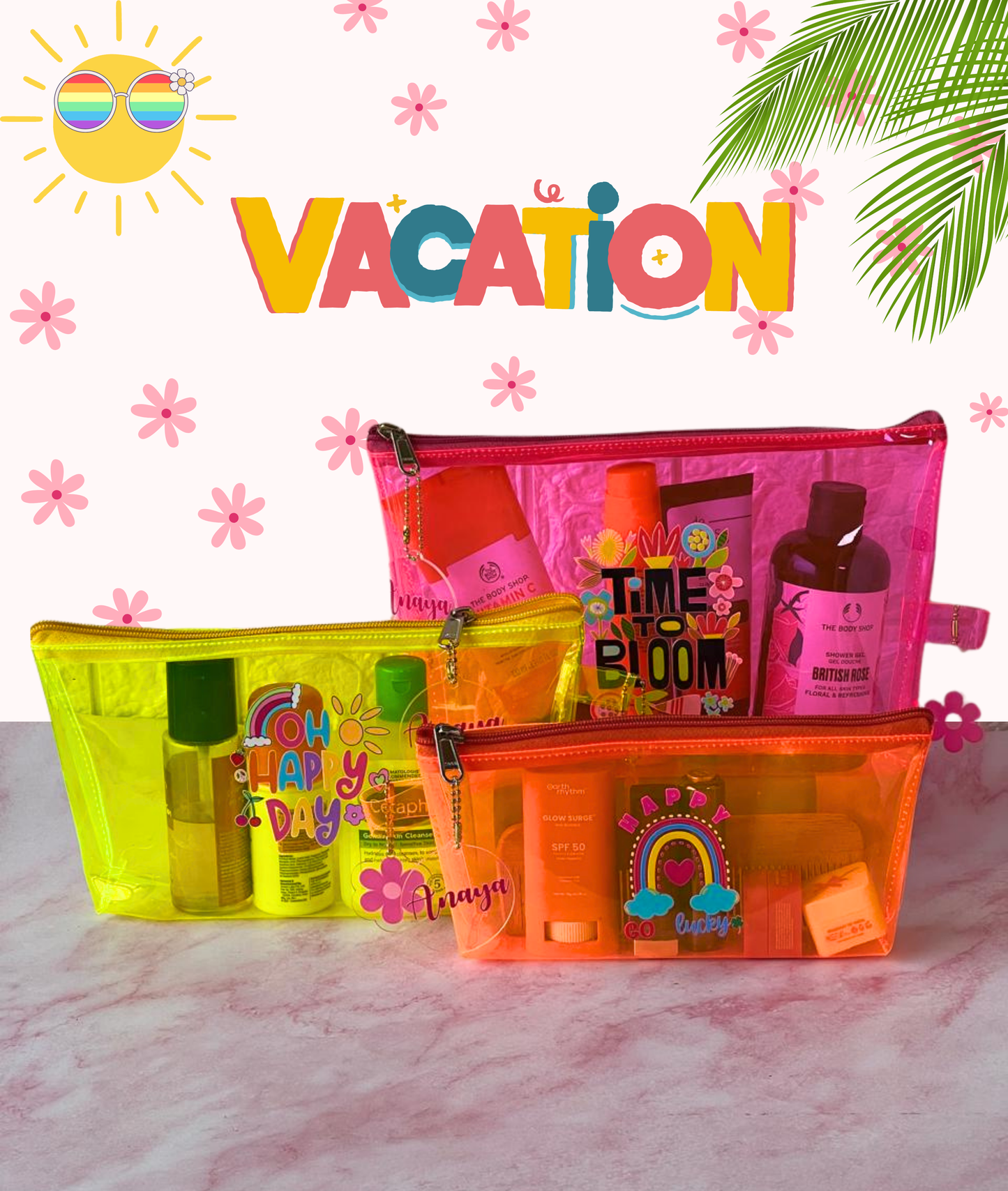 Globe Trotter Poppy Neon Travel Set of 3