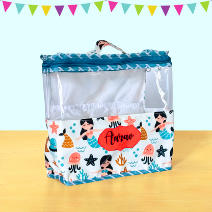 Clear pouch with mermaid design