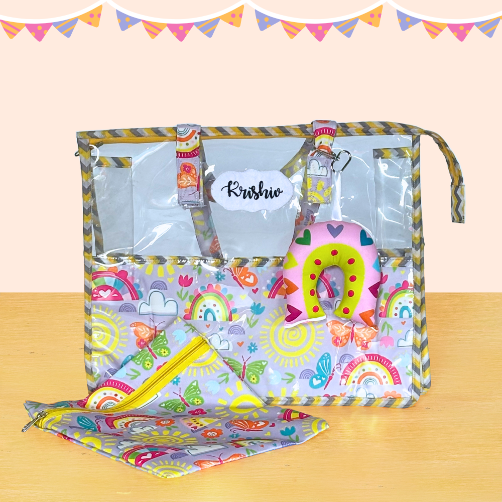 Colorful baby play mat with toy