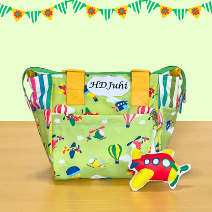 Colorful bag with airplane pattern