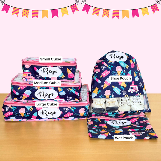 Set of colorful travel bags