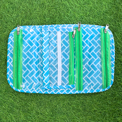Blue patterned pouch