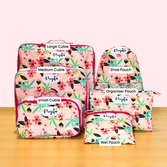 Set of floral travel bags