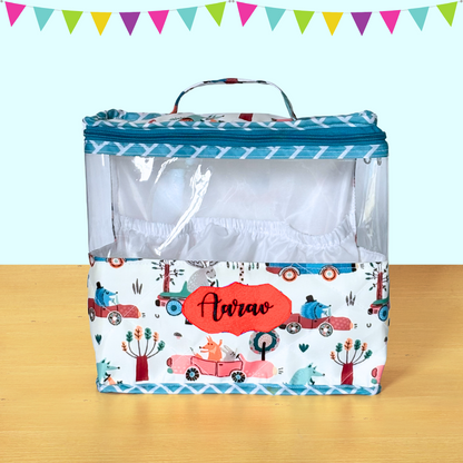 Clear storage bag with colorful truck