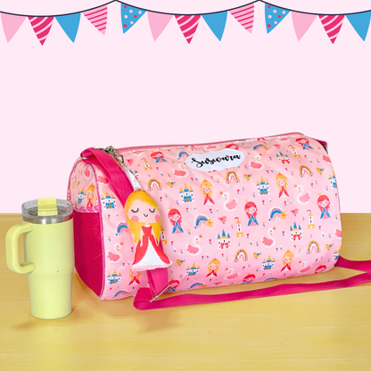 Pink duffel bag
