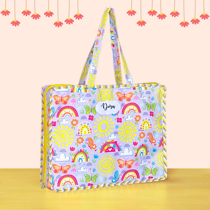 Colorful tote bag with patterns