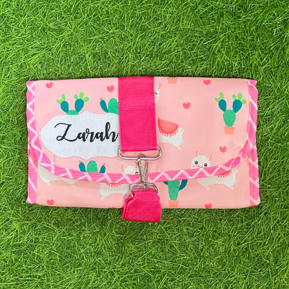 Pink pouch with cactus design