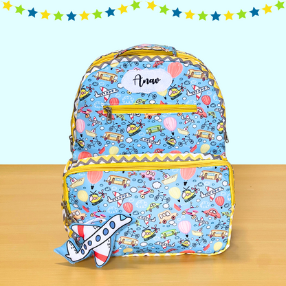 Children's backpack with airplane