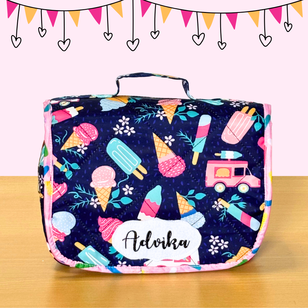 Colorful bag with ice cream