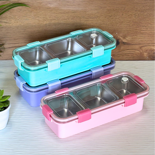 Sleek bento lunch box 3 compartment