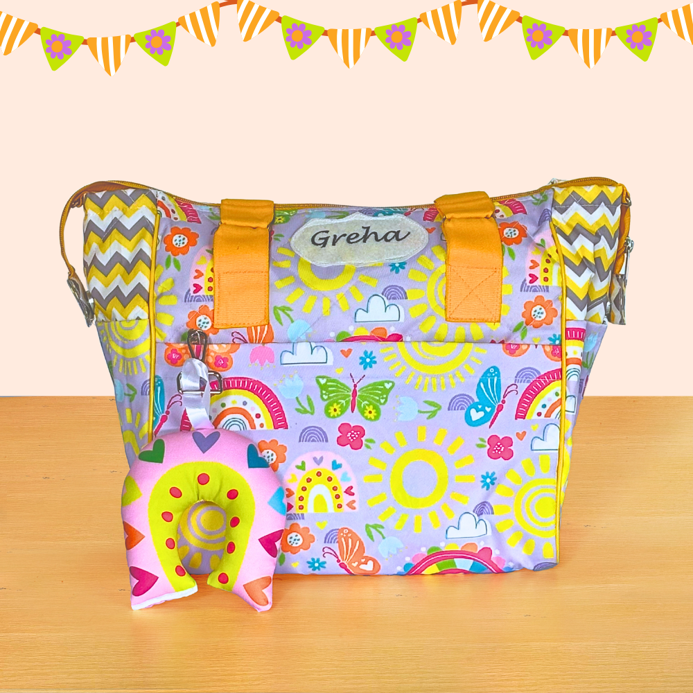 Colorful bag with cartoon design